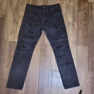 Men's Distressed Black Jeans